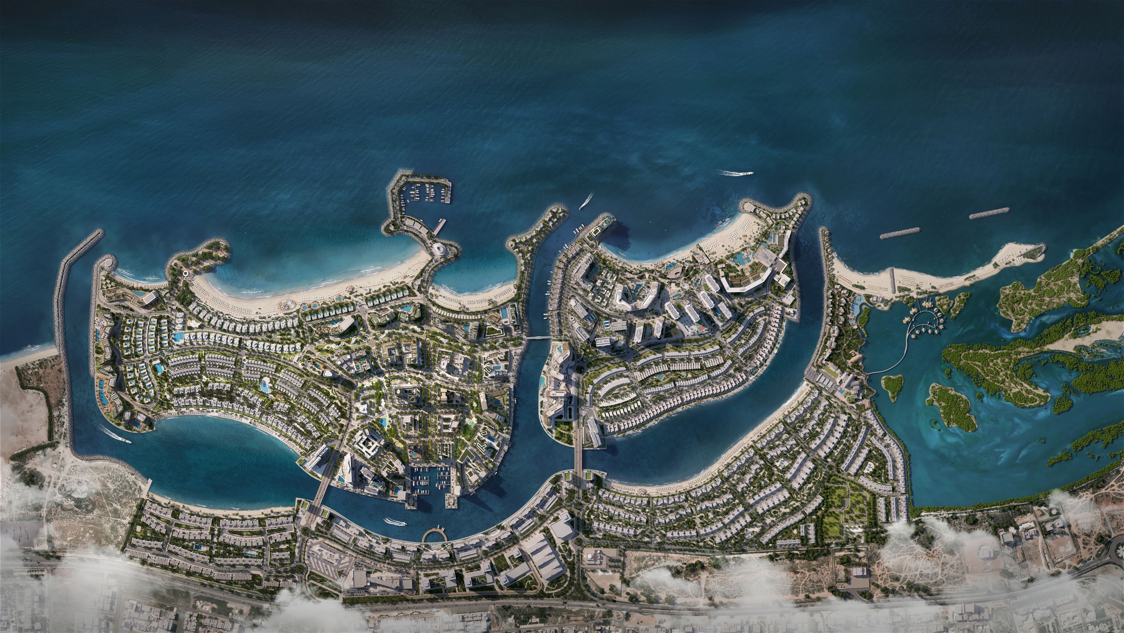 Hayat Island and Mina waterfront aerial context